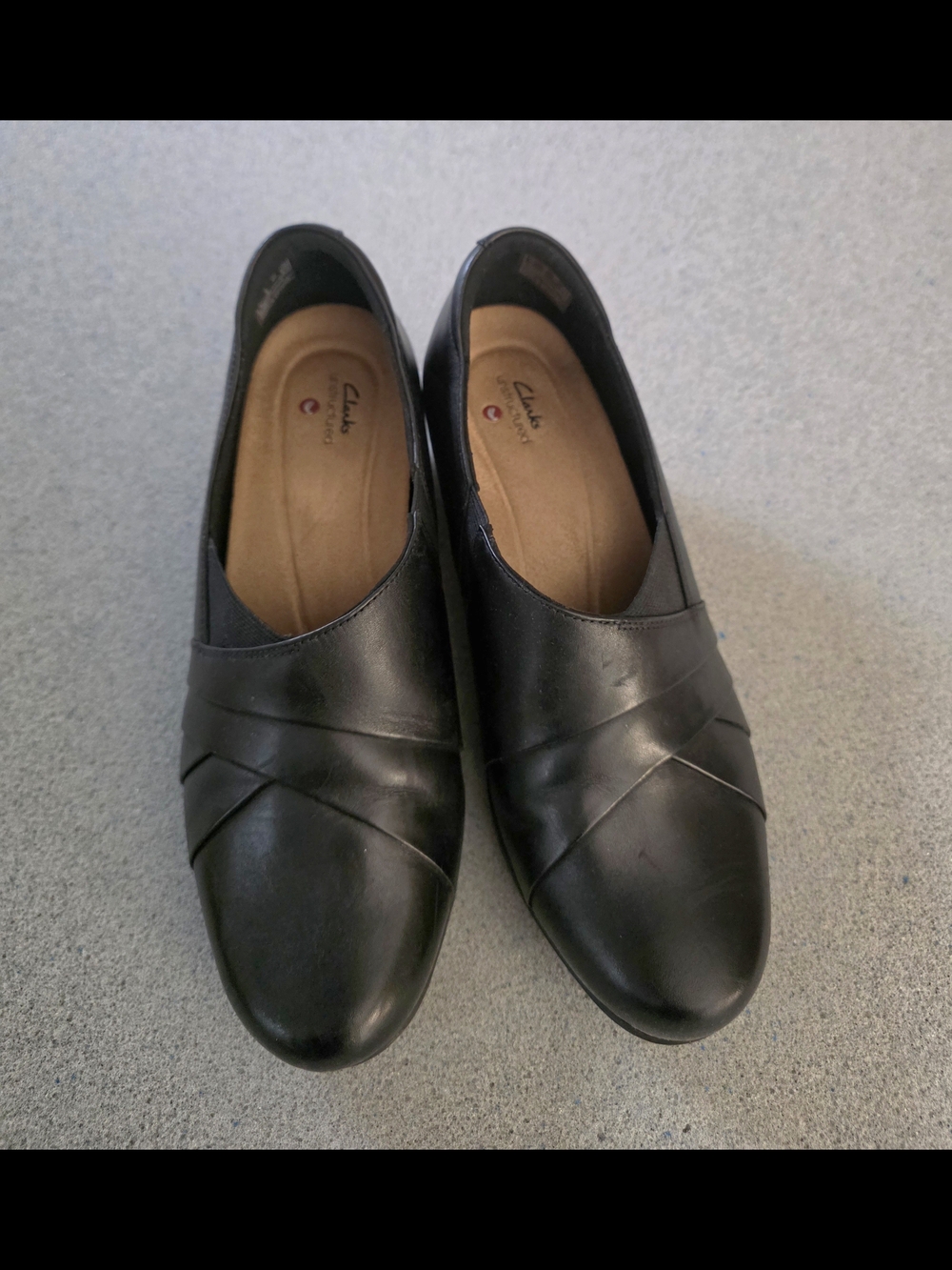 Clarks Black Women's Slip-On Crossover Detail Flats